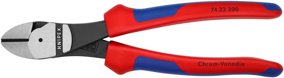 Knipex 7422200 Comfort Grip High Leverage Angled Diagonal Cutter, 8-Inch