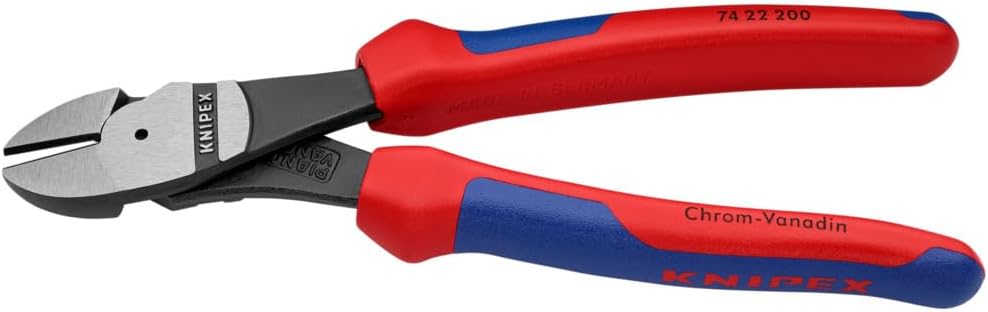 Knipex 7422200 Comfort Grip High Leverage Angled Diagonal Cutter, 8-Inch